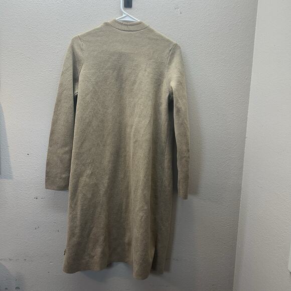 Pure Jill Cardigan Sweater SZ S Tan Open Front Pockets Coatigan Minimalist - Picture 7 of 7